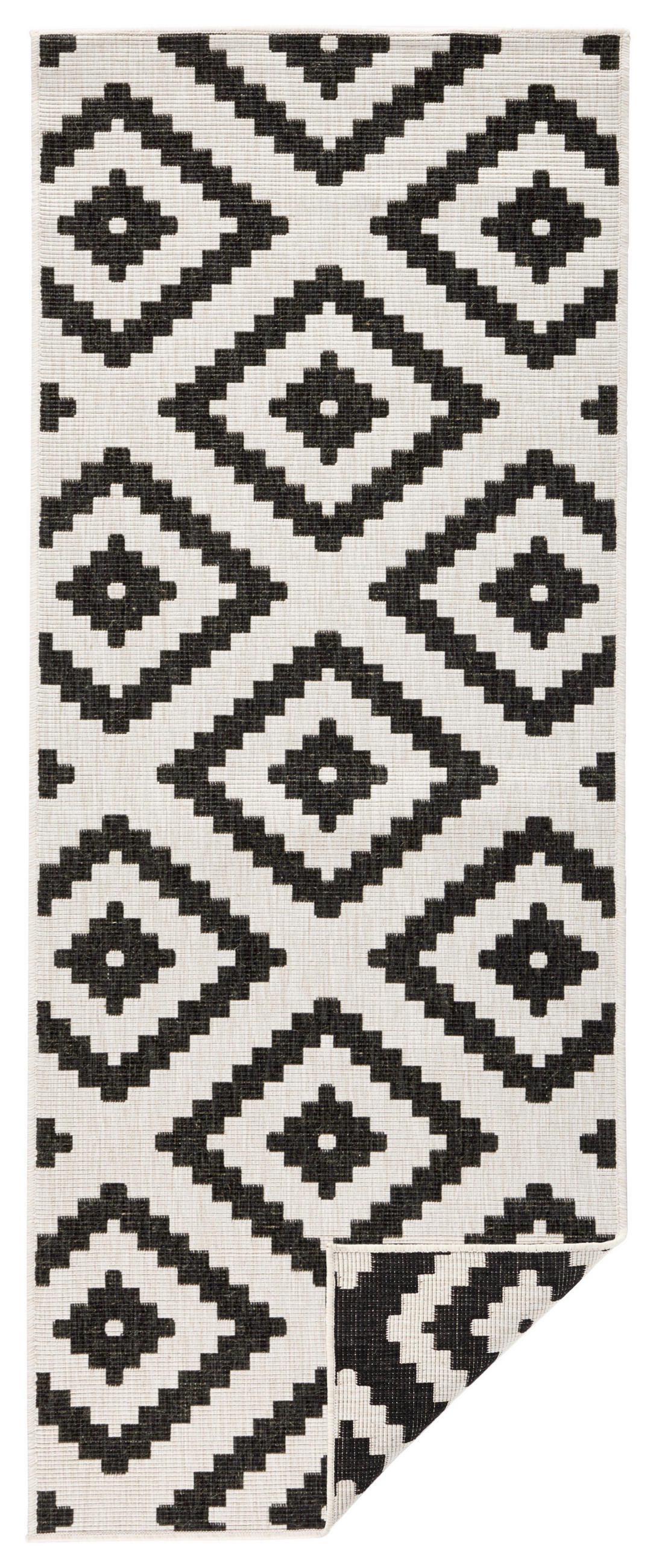 OUTDOORTEPPICH für Terrasse und Balkon 80/250 cm Twin Creme, Schwarz  - Creme/Schwarz, Basics, Kunststoff (80/250cm) - Hanse Home