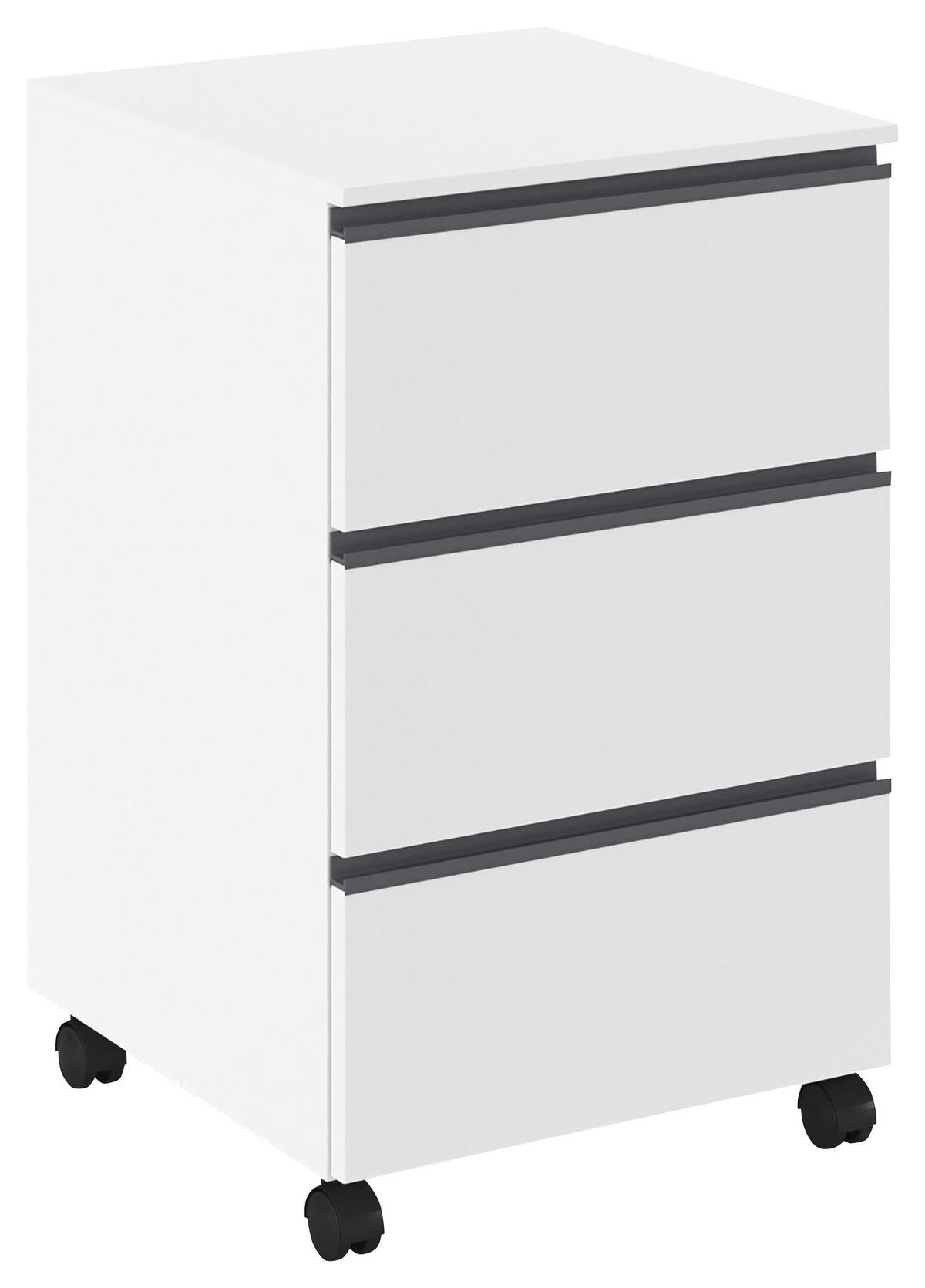 PREDALNIK NA KOLESCIH  bela  - siva/bela, Trend, umetna masa/leseni material (40/65/42cm) - Xora