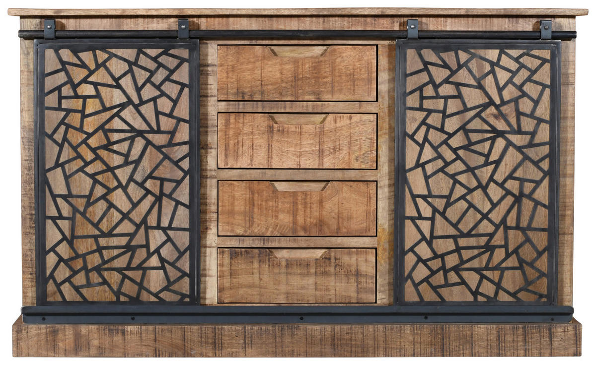 KOMMODE  in 140/85/45 cm  - Schwarz/Naturfarben, Natur, Holz/Metall (140/85/45cm) - MID.YOU