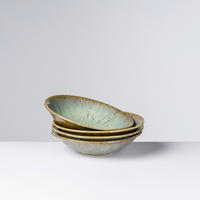 SUPPENTELLERSET Braun, Grün 4-teilig Steinzeug FLUSSUFER  - Braun/Grün, Basics, Keramik (22/5,5cm) - Gipfelstück