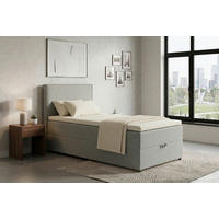 BOXBETT 100/200 cm,  in Grau, H3 = fest  - Schwarz/Grau, MODERN, Kunststoff/Textil (100/200cm) - MID.YOU
