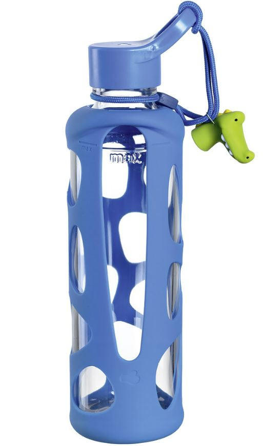 KINDERTRINKFLASCHE  - Blau, Basics, Glas/Kunststoff (8/27,3/7,3cm) - Leonardo