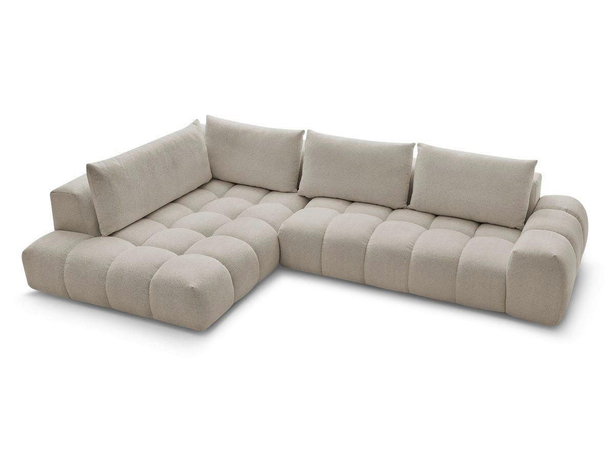 ECKSOFA Ottomane links  EVEREST Taupe Flachgewebe  - Taupe/Schwarz, MODERN, Kunststoff/Textil (210/352cm)