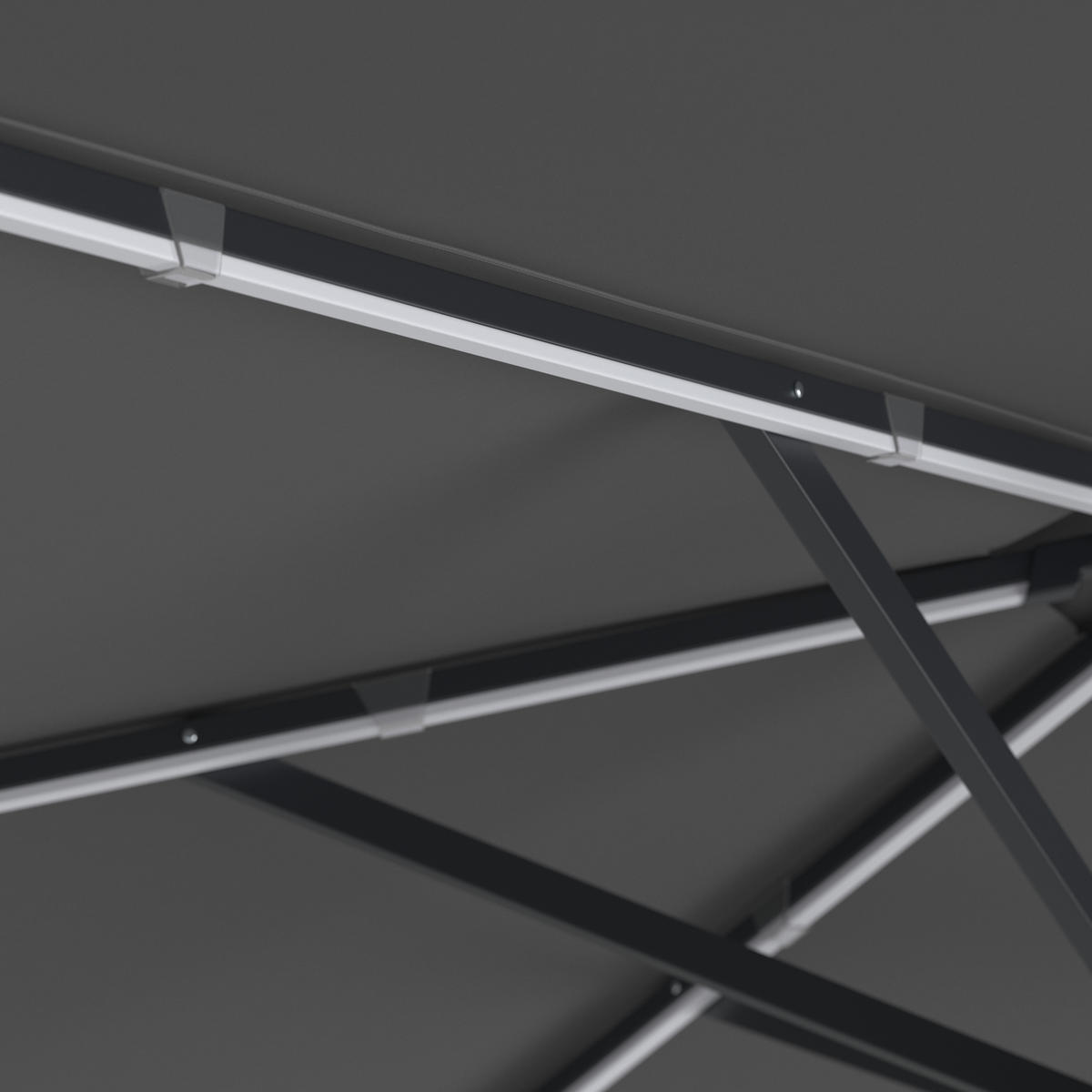 Sonnenschirm LED-Beleuchtung 270 cm Dunkelgrau  - Dunkelgrau, MODERN, Textil/Metall - Ambia Garden