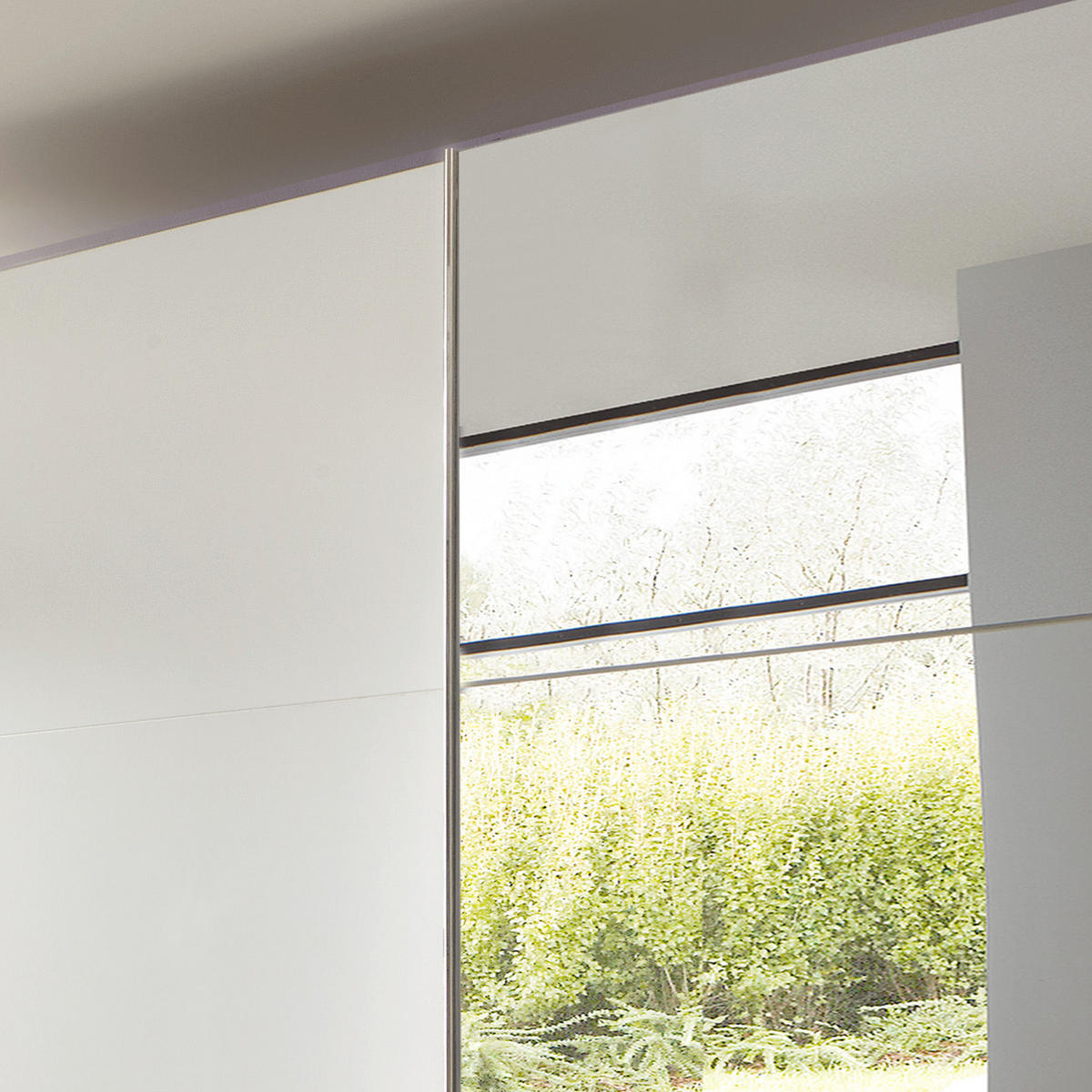 SCHWEBETÜRENSCHRANK in Weiss  - Chromfarben/Weiss, Modern, Glas/Holzwerkstoff (200/216/65cm) - MID.YOU