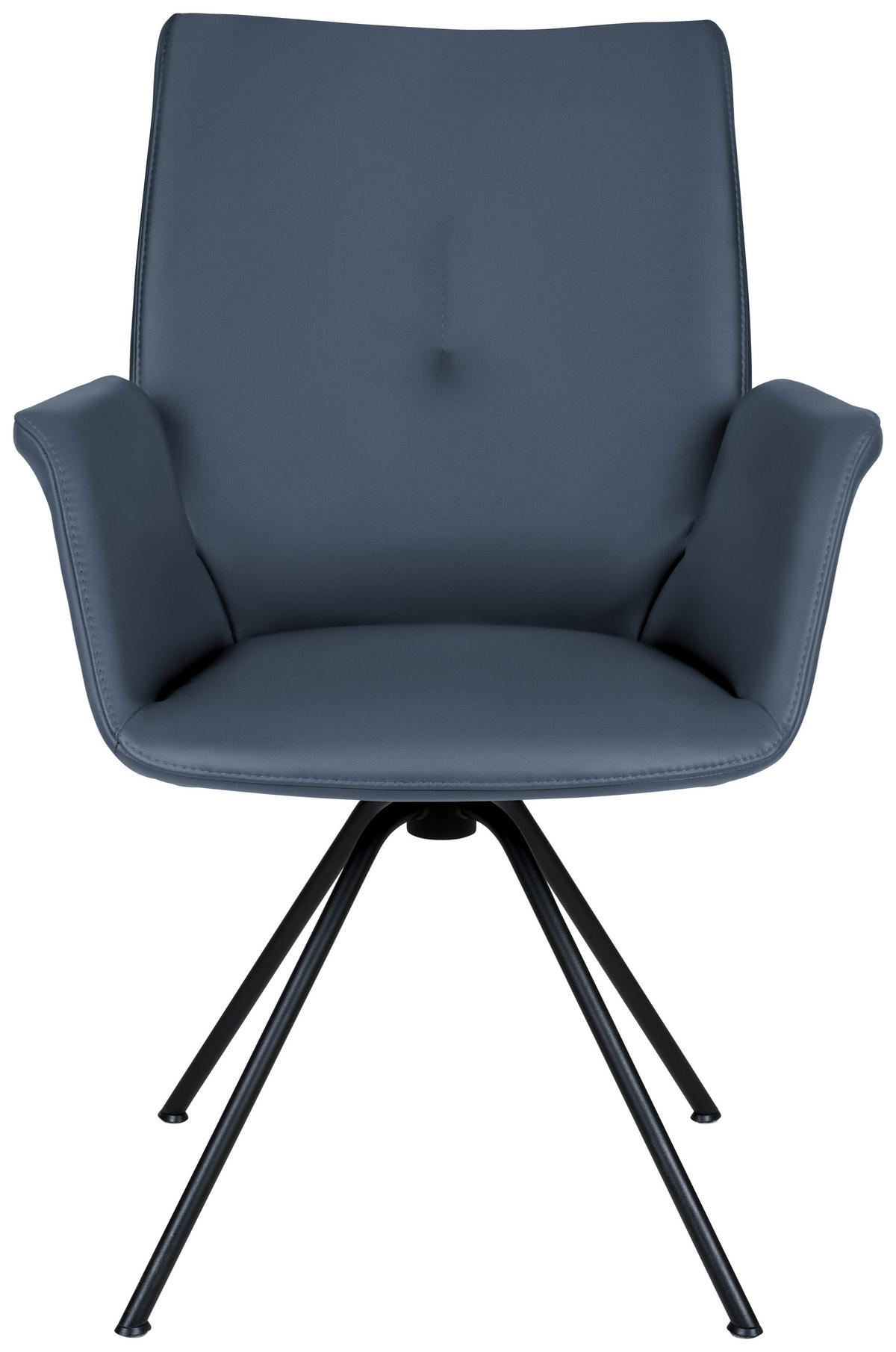 ARMLEHNSTUHL  in Stahl Echtleder pigmentiert  - Graublau/Schwarz, Design, Leder/Metall (65/91/63cm) - Dieter Knoll