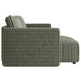 ECKSOFA Olivgrün Cord Zierkissen, Rückenkissen, Schlaffunktion, Rücken echt  - Schwarz/Olivgrün, MODERN, Kunststoff/Textil (153/250cm) - Xora
