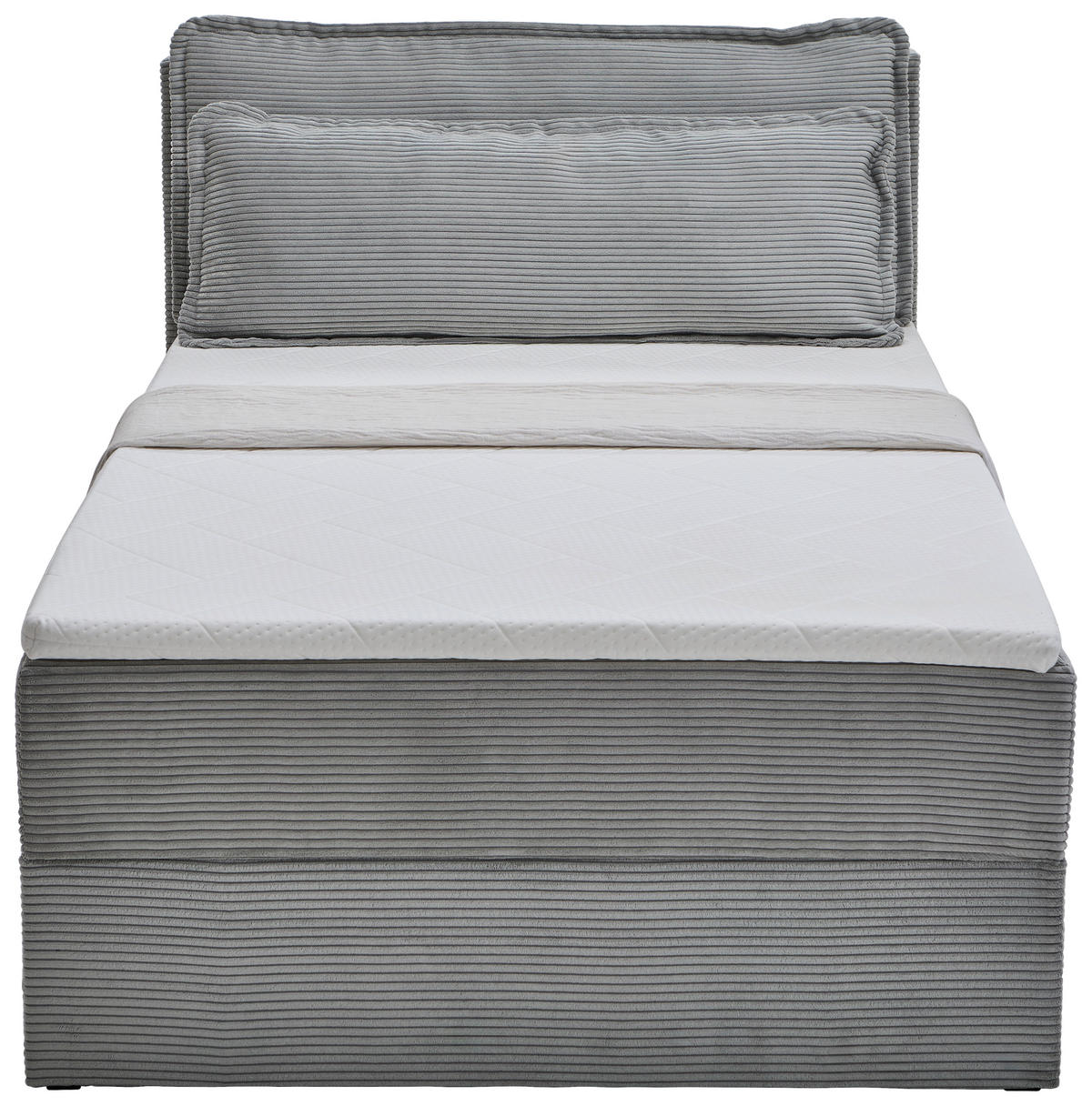 BOXBETT 120/200 cm,  in Hellgrau, Kissen, Bettkasten, Topper, H3 = fest  - Hellgrau/Schwarz, Design, Kunststoff/Textil (120/200cm) - Chameo