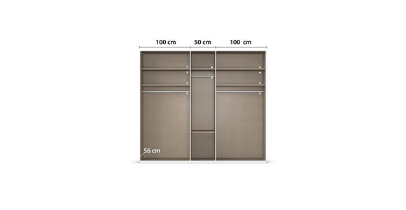 DREHTÜRENSCHRANK 251/223/61 cm,  in Graphitfarben, 5-türig  - Chromfarben/Edelstahlfarben, Basics, Glas/Holzwerkstoff (251/223/61cm) - Novel