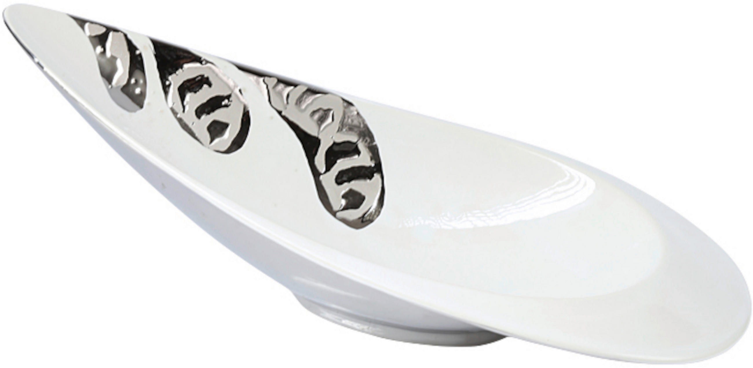 DEKORSKÅL    - vit/silver, Trend, keramik (28/12/8,5cm) - Ambia Home