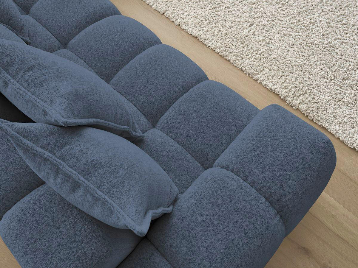 ECKSOFA Ottomane rechts  EVEREST Dunkelblau Flachgewebe  - Schwarz/Dunkelblau, MODERN, Kunststoff/Textil (352/210cm)