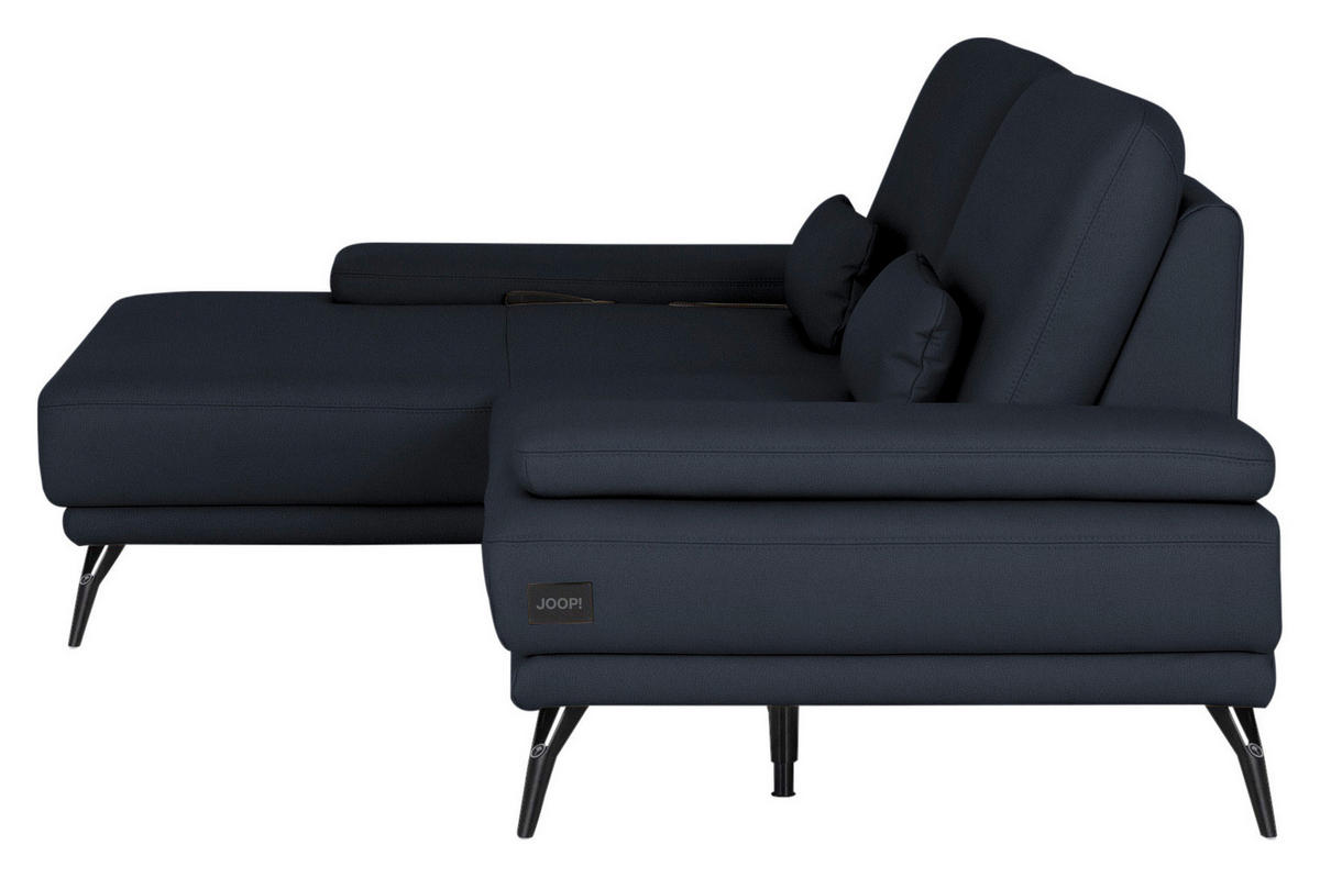 ECKSOFA Echtleder Dunkelblau  - Schwarz/Dunkelblau, Konventionell, Leder/Metall (180/301cm) - Joop!