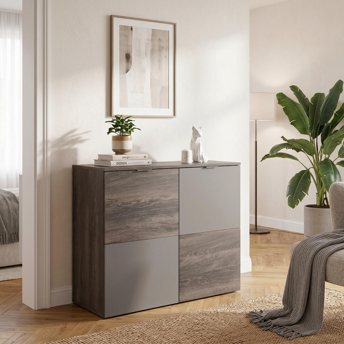 BYRÅ 100/84/38 cm  - grå/svart, Lifestyle, trämaterial/plast (100/84/38cm) - MID.YOU