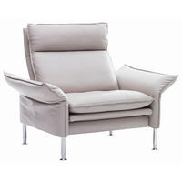 SESSEL Echtleder Beige    - Chromfarben/Beige, KONVENTIONELL, Leder/Metall (88/93/88cm) - Erpo