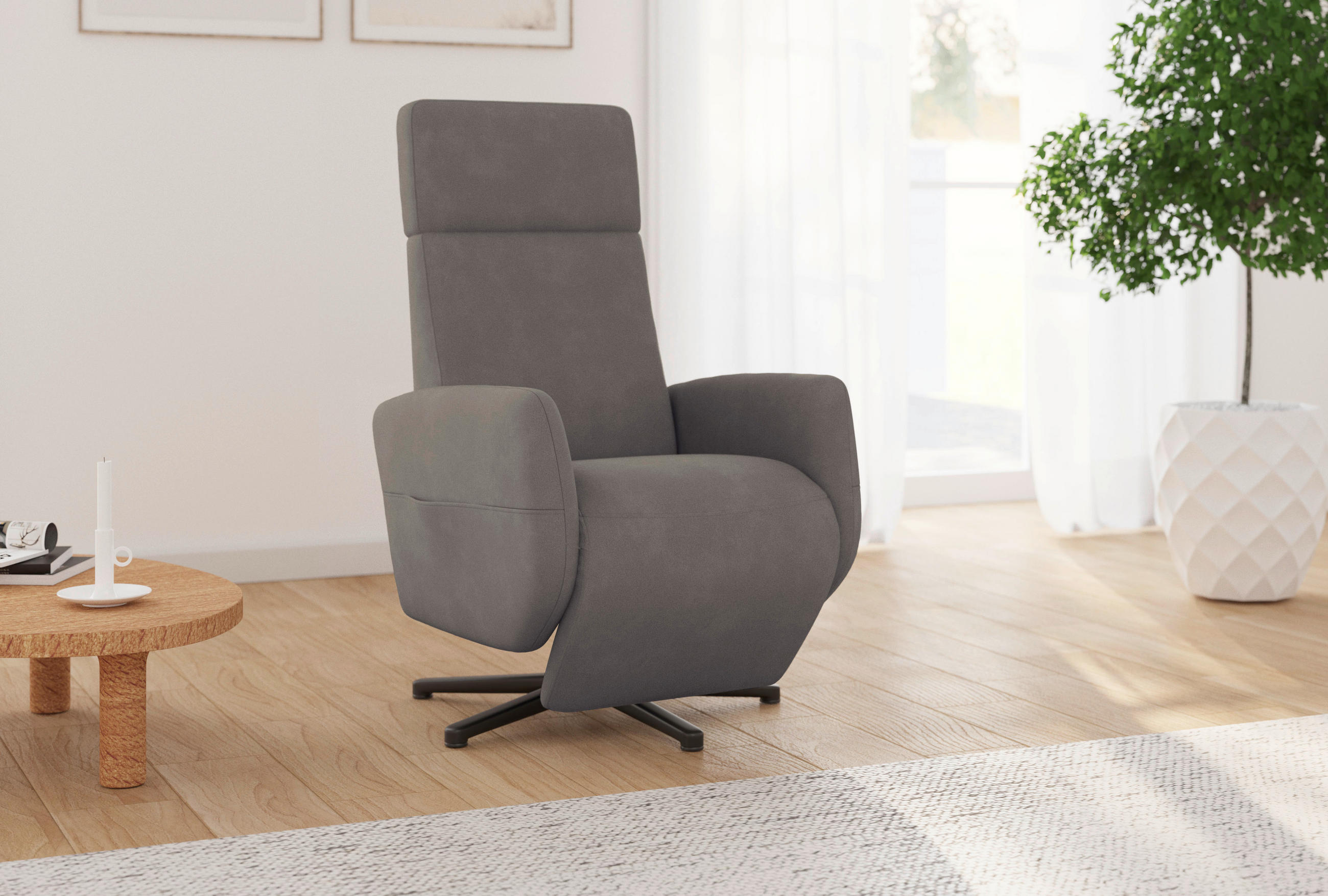RELAXSESSEL in Textil Schlammfarben  - Schlammfarben/Schwarz, Konventionell, Textil/Metall (71/110/82cm) - Sit & More