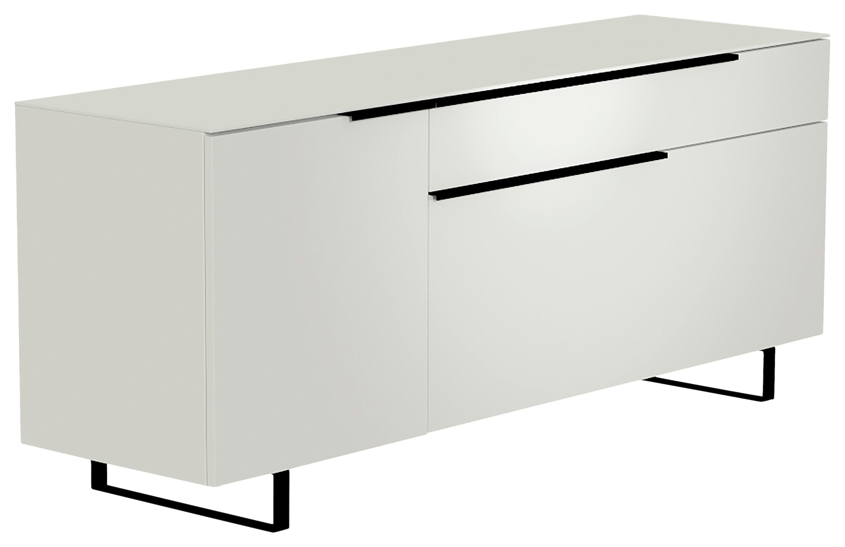 LOWBOARD Schwarz, Weiß  - Schwarz/Weiß, Design, Glas/Holzwerkstoff (160/66/45cm) - Moderano