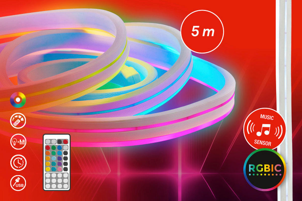 LED SZALAG 500 cm  - fehér, Basics, műanyag (500cm)