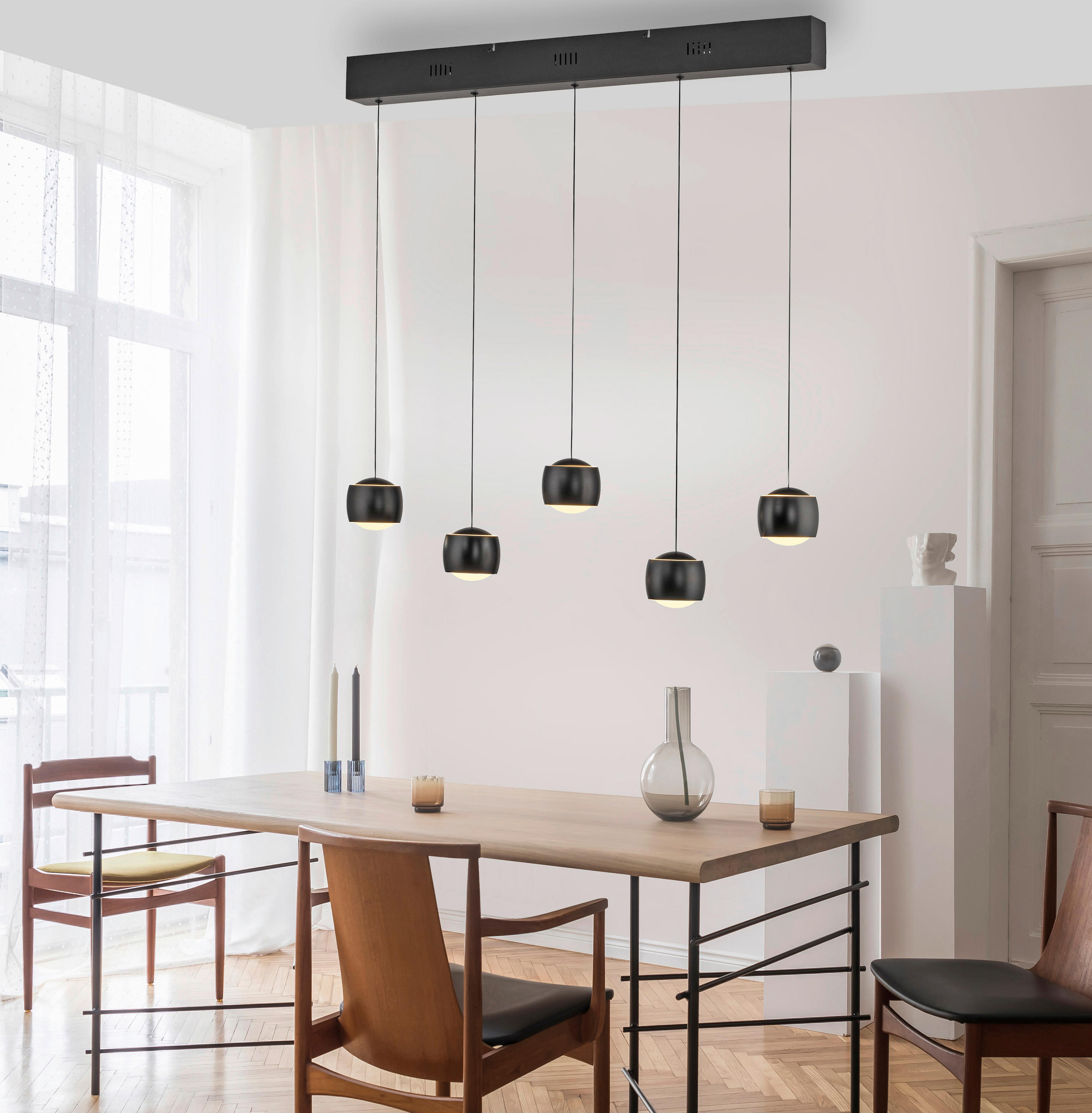 LED-HÄNGELEUCHTE 110/10/220 cm   - Schwarz, Design, Kunststoff/Metall (110/10/220cm)