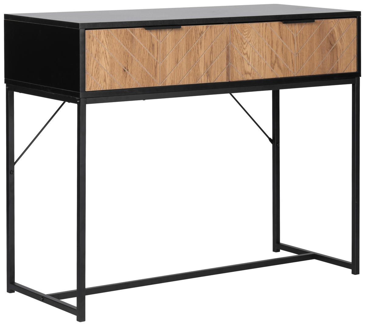 KONZOLOVÝ STOLEK, přírodní barvy, černá, 100/80/40 cm - černá/přírodní barvy, Design, kov/kompozitní dřevo (100/80/40cm) - MID.YOU