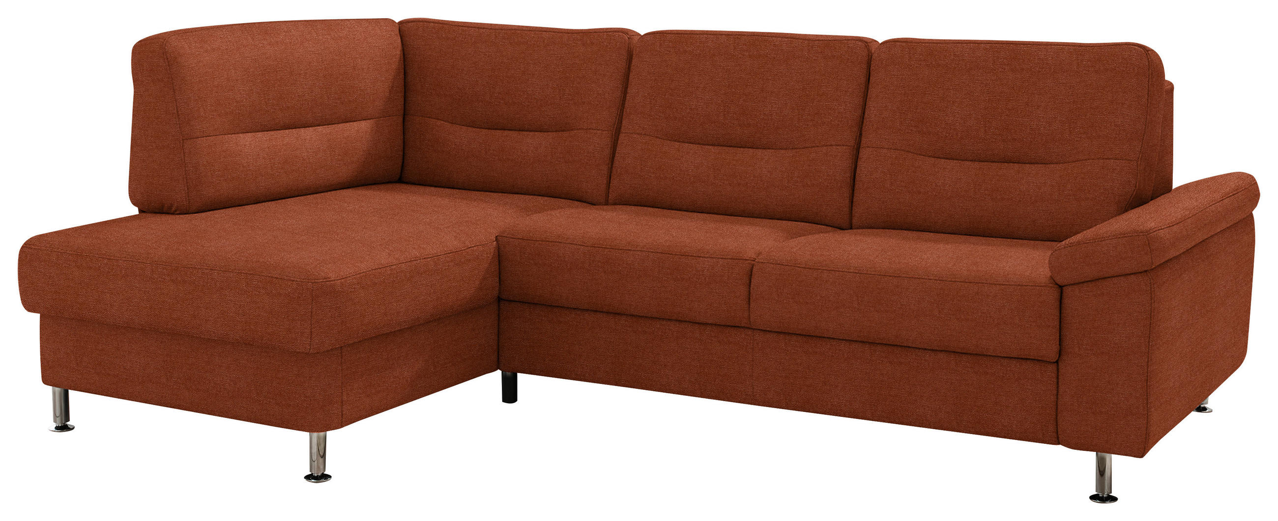 ECKSOFA  in Flachgewebe Terracotta  160/244 cm  - Terracotta/Alufarben, KONVENTIONELL, Textil/Metall (160/244cm) - Beldomo Comfort