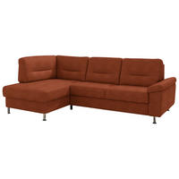 ECKSOFA  in Flachgewebe Terracotta  160/244 cm  - Terracotta/Alufarben, KONVENTIONELL, Textil/Metall (160/244cm) - Beldomo Comfort