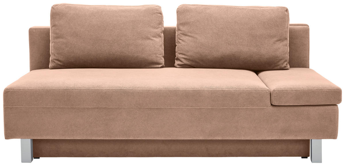 SCHLAFSOFA in Flachgewebe Altrosa  - Chromfarben/Altrosa, Design, Holz/Textil (205/77-93/99cm) - Novel