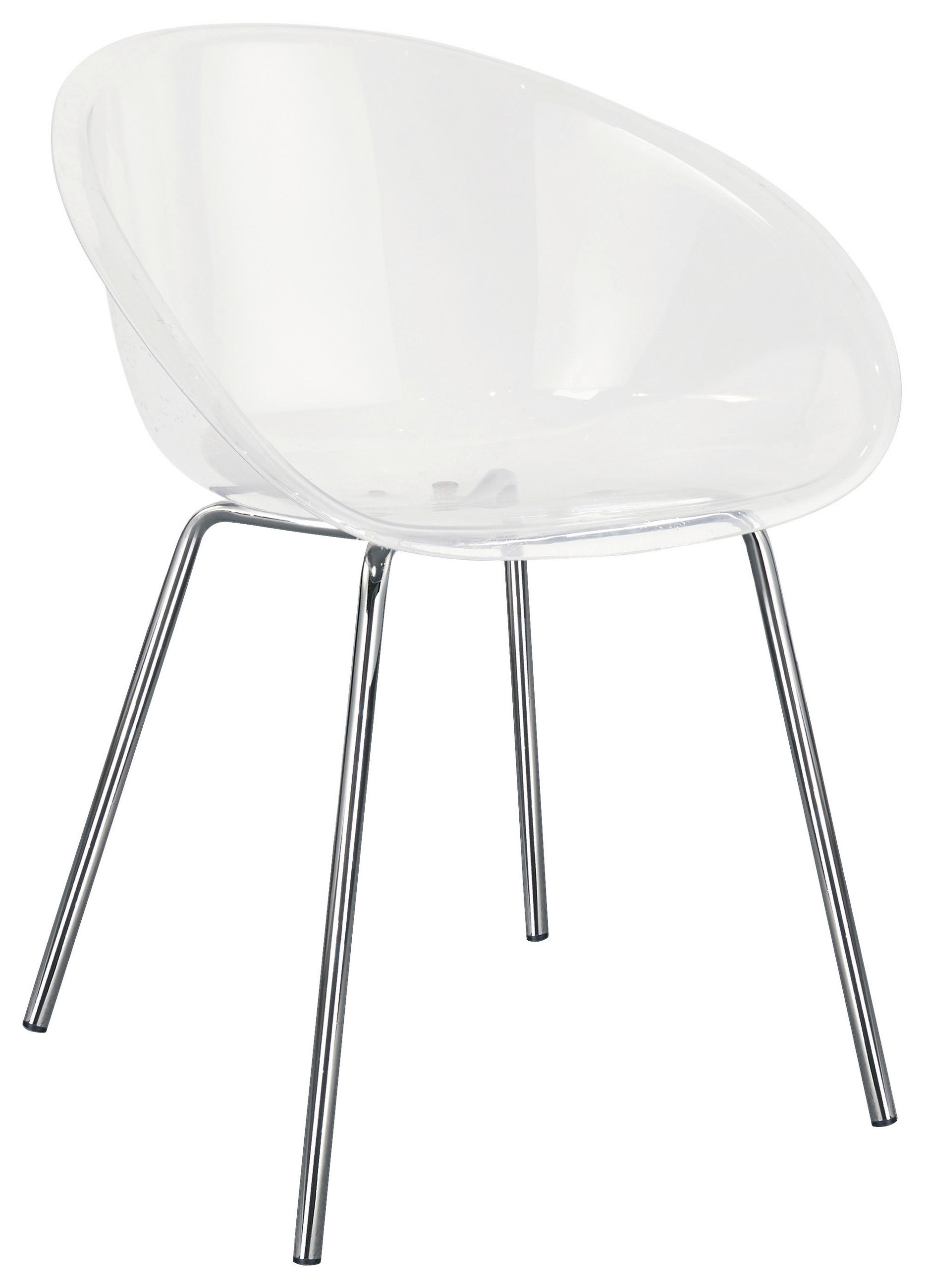 ARMLEHNSTUHL  inklusive Armlehnen   - Chromfarben/Transparent, Design, Kunststoff/Metall (60/79/55cm) - Stylife