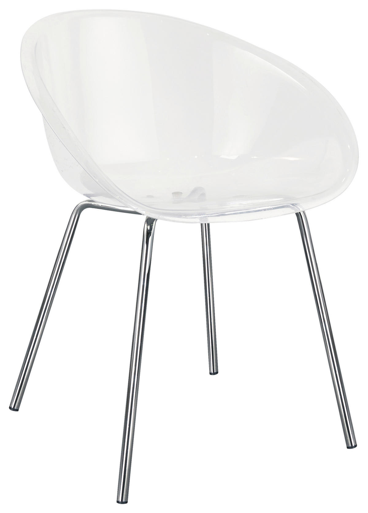 ARMLEHNSTUHL  inklusive Armlehnen   - Chromfarben/Transparent, Design, Kunststoff/Metall (60/79/55cm) - Stylife