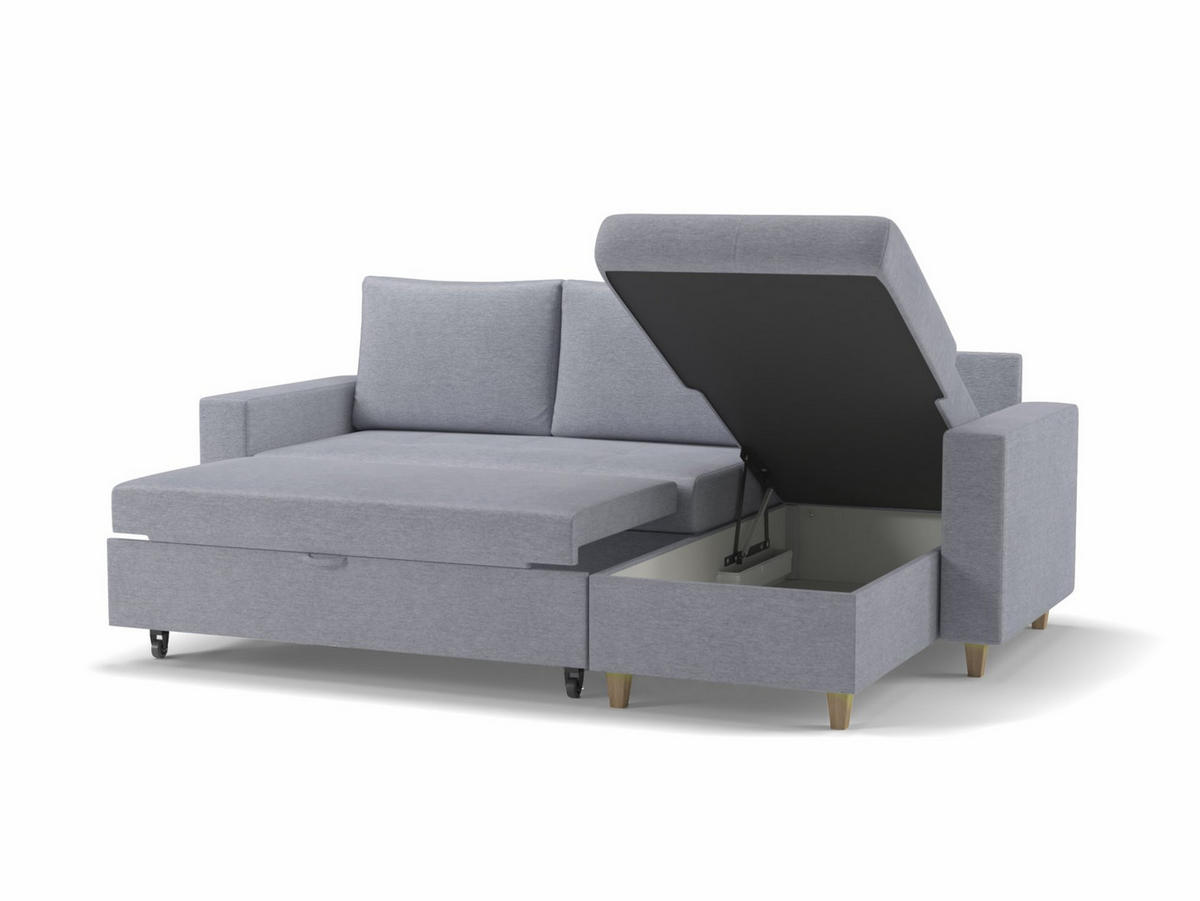 ECKSOFA MARCO Grau Chenille Rückenkissen  - Buchefarben/Grau, Design, Holz/Textil (227/96cm) - MID.YOU