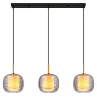 HÄNGELEUCHTE 91/21/150 cm    - Messingfarben/Schwarz, Konventionell, Glas/Kunststoff (91/21/150cm) - Globo
