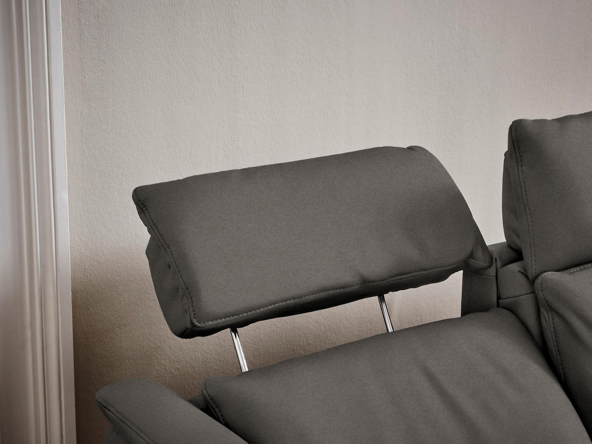 TRAPEZSOFA in Mikrofaser Schieferfarben  - Schieferfarben/Schwarz, Konventionell, Textil/Metall (221/103/95cm) - Dieter Knoll