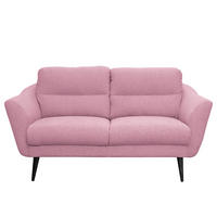2-SITZER-SOFA in Webstoff Rosa  - Schwarz/Rosa, Design, Holz/Textil (158/87/88cm) - Livetastic