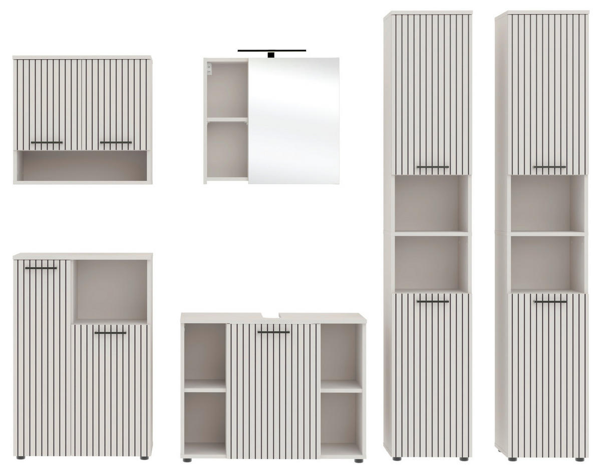 Baie 6 piese, 255 cm - cașmir/negru, Trend, sticlă/metal (255cm) - Respekta