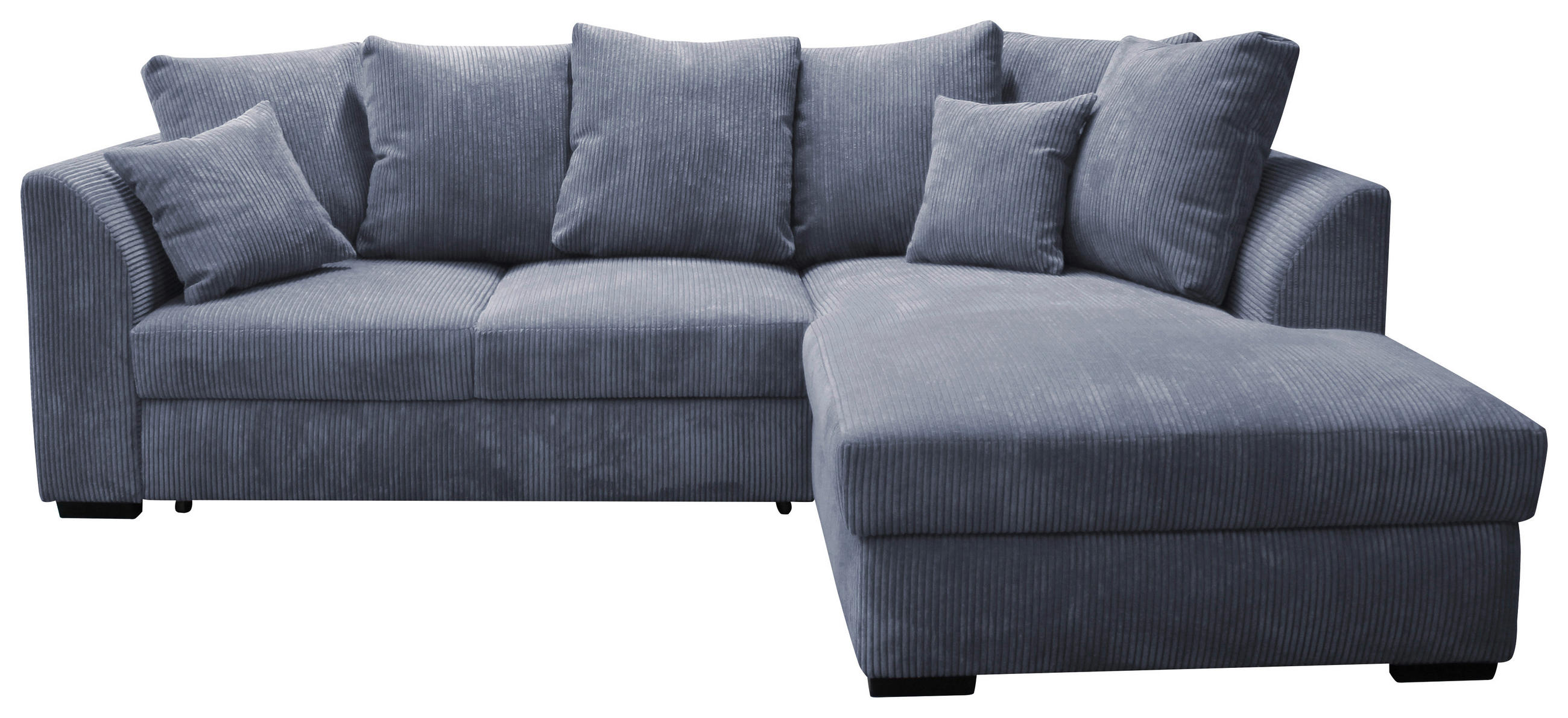 ECKSOFA in Cord Grau  - Schwarz/Grau, Design, Kunststoff/Textil (259/174cm) - Cantus