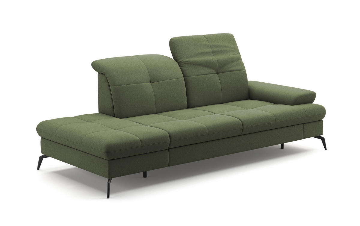 RÉCAMIERE in Flachgewebe Olivgrün  - Schwarz/Olivgrün, Konventionell, Textil/Metall (231/90/122cm) - Sit & More