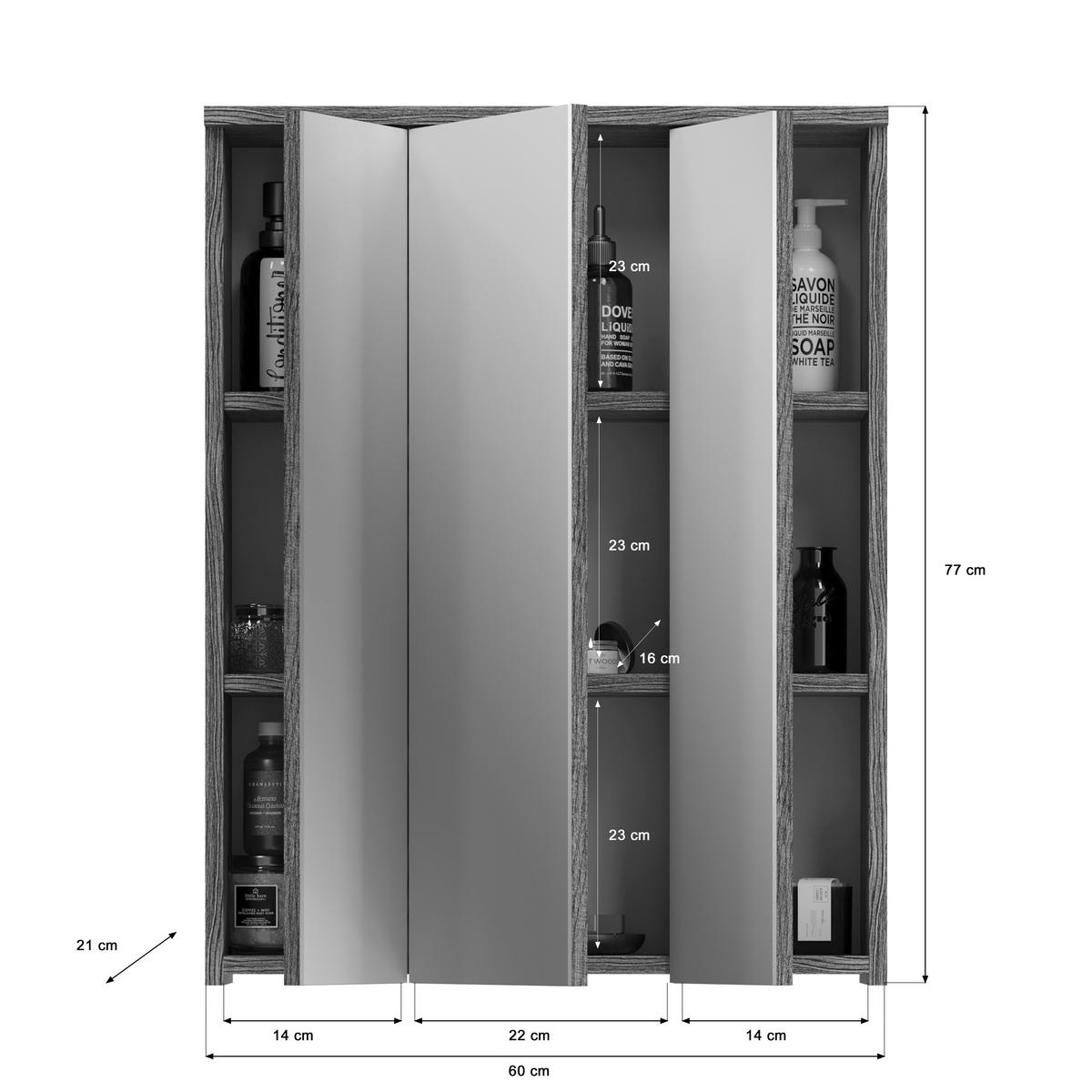 OMARA Z OGLEDALOM 60/77/21 cm  - srebrne barve, Moderno, steklo/leseni material (60/77/21cm) - MID.YOU