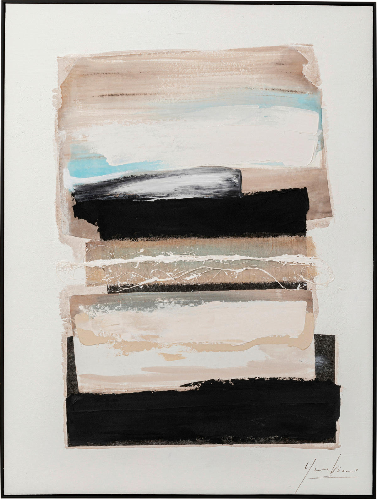 BILD Abstraktes  - Schwarz/Braun, Design, Holz/Papier (90/120/5cm) - Kare-Design