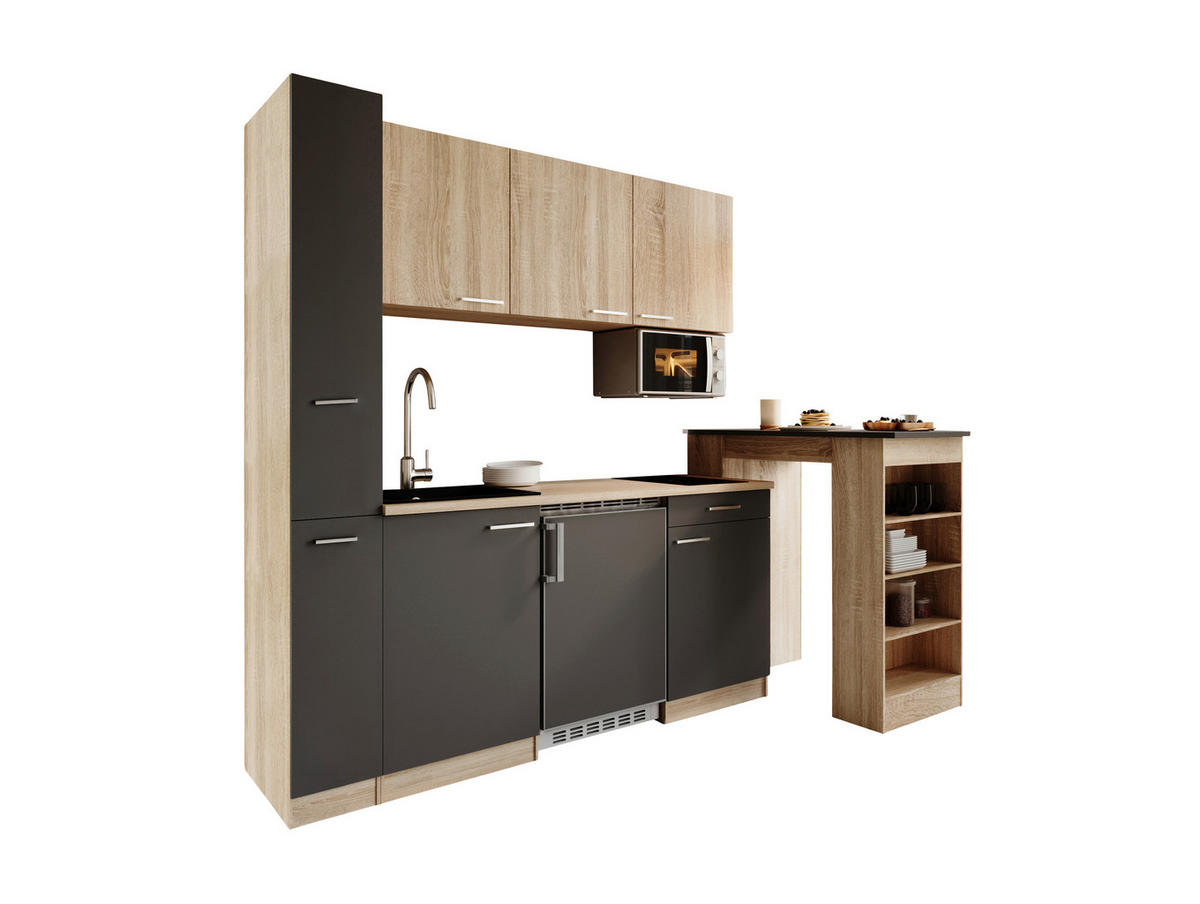 KUHINJSKI BLOK  siva  - siva/boje hrasta, Design, drvni materijal/plastika (180cm) - Respekta