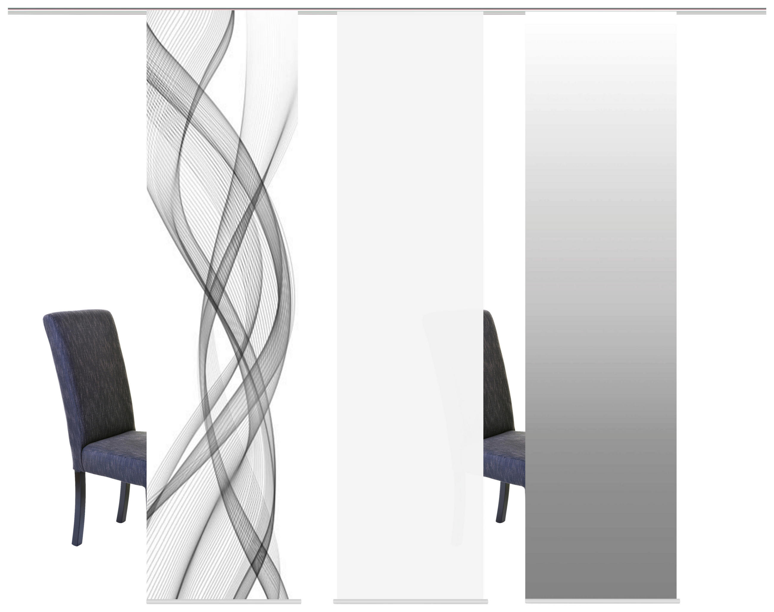 FLÄCHENVORHANG FERROLA, 3-TLG.  3 Stück  blickdicht   60/245 cm  - Grau, Basics, Textil (60/245cm)