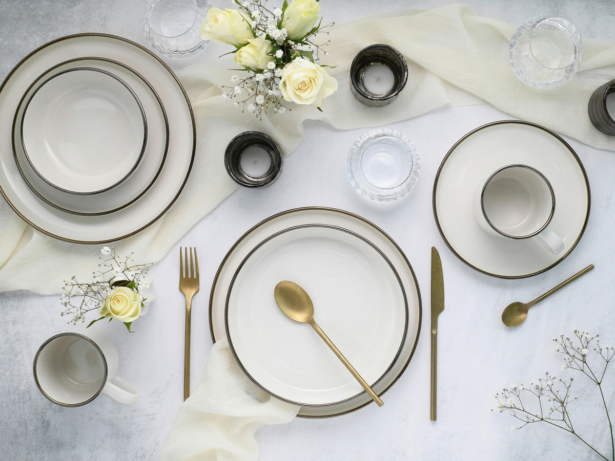 KOMPLETT SERVIS Nordic Festive Creme 30 delar  - guldfärgad/cremefärgad, Basics, keramik - Creatable