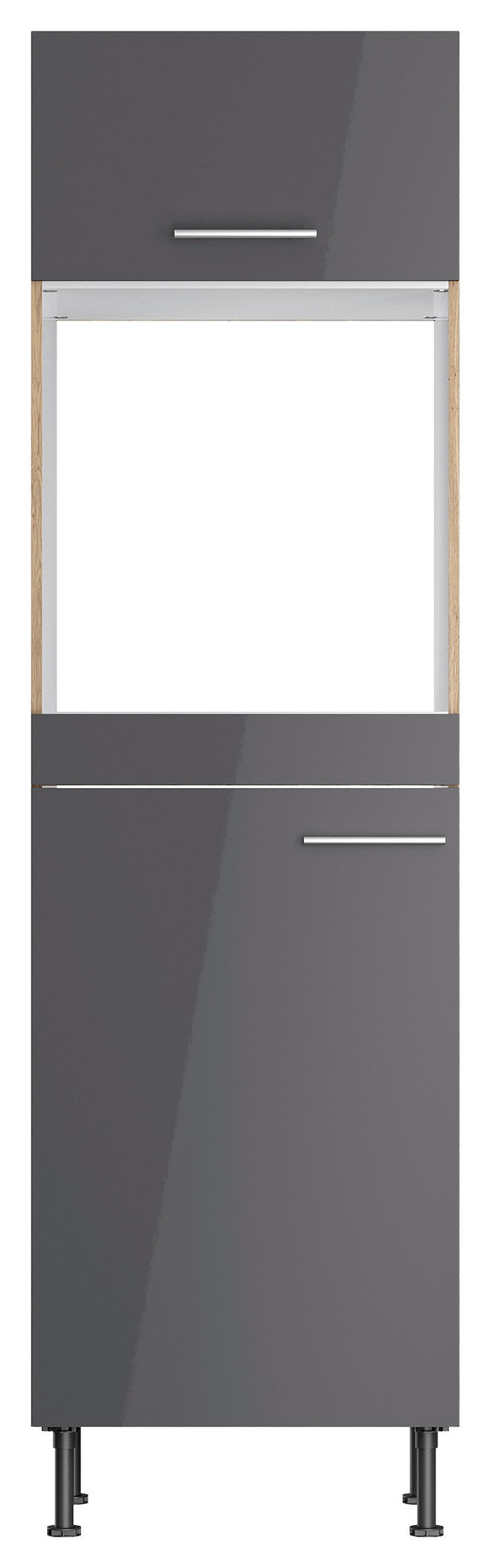 GERÄTEUMBAUSCHRANK 60/211,8/58,1 cm  in Anthrazit, Wildeiche  - Wildeiche/Edelstahlfarben, Basics, Holzwerkstoff/Metall (60/211,8/58,1cm) - Optifit
