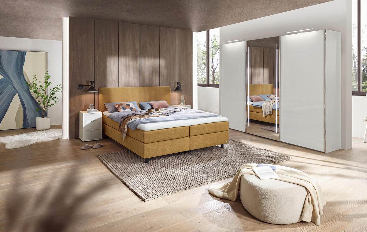 SCHWEBETÜRENSCHRANK Weiss  - Chromfarben/Weiss, Design, Glas/Holzwerkstoff (300/236/68cm) - Dieter Knoll