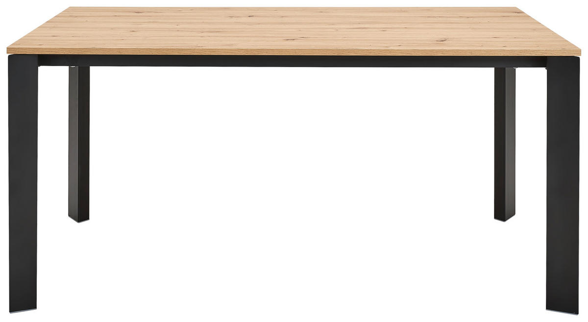 ESSTISCH Eiche Artisan rechteckig  ausziehbar  - Schwarz/Eiche Artisan, Design, Holzwerkstoff/Metall (160-250/90/75cm) - home24