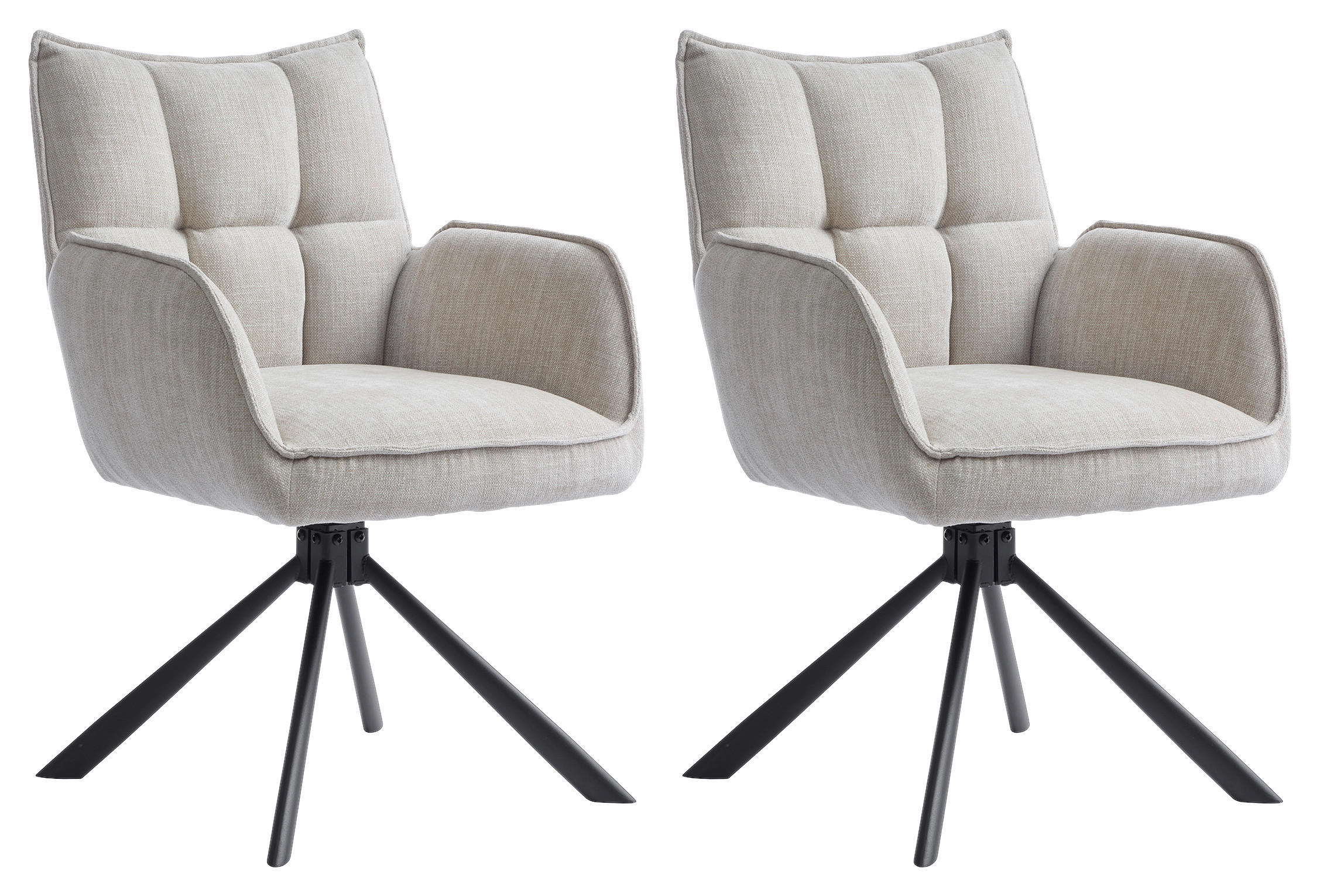 ARMLEHNSTUHL-SET 2 Stück  in Chenille  - Beige/Creme, MODERN, Textil/Metall (59/86/65cm) - Livetastic