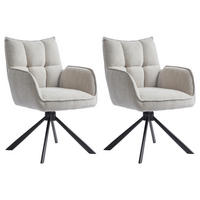 ARMLEHNSTUHL-SET 2 Stück  in Chenille  - Beige/Creme, MODERN, Textil/Metall (59/86/65cm) - Livetastic