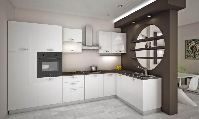 KUHINJSKI BLOK - siva/bela, Moderno, umetna masa/leseni material (345/182cm) - Italstyle