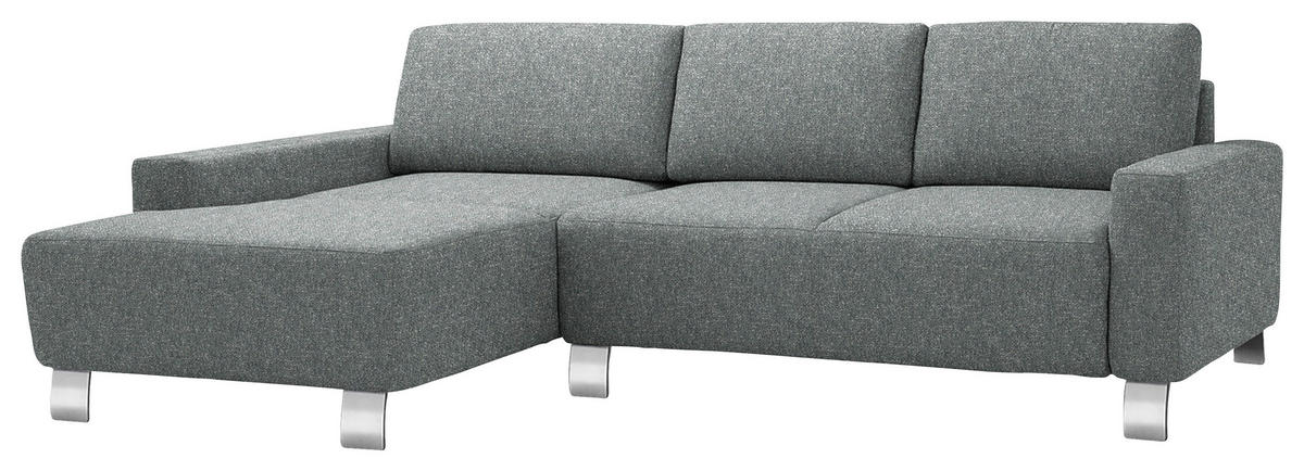 ECKSOFA  in Mikrovelours Graugrün  160/248 cm  - Alufarben/Graugrün, Design, Textil/Metall (160/248cm) - Sedda
