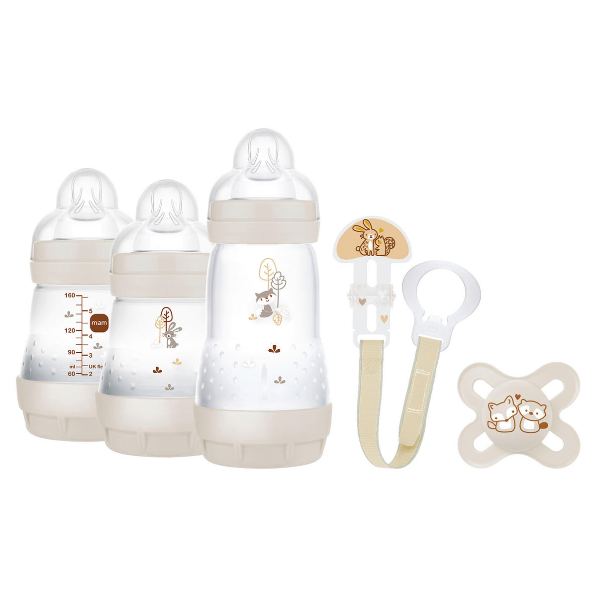 FLÄSCHCHENSET 5-teilig  - Beige, Basics, Kunststoff (21,6/23,3/7,4cm) - MAM