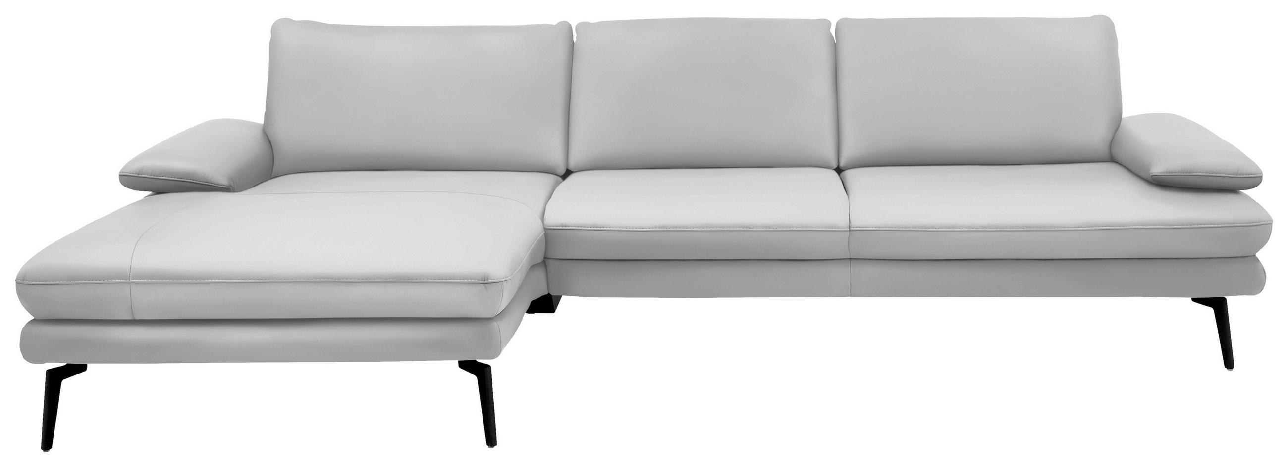 ECKSOFA in Echtleder Weiss  - Weiss/Schwarz, Design, Leder/Metall (180/310cm) - Dieter Knoll