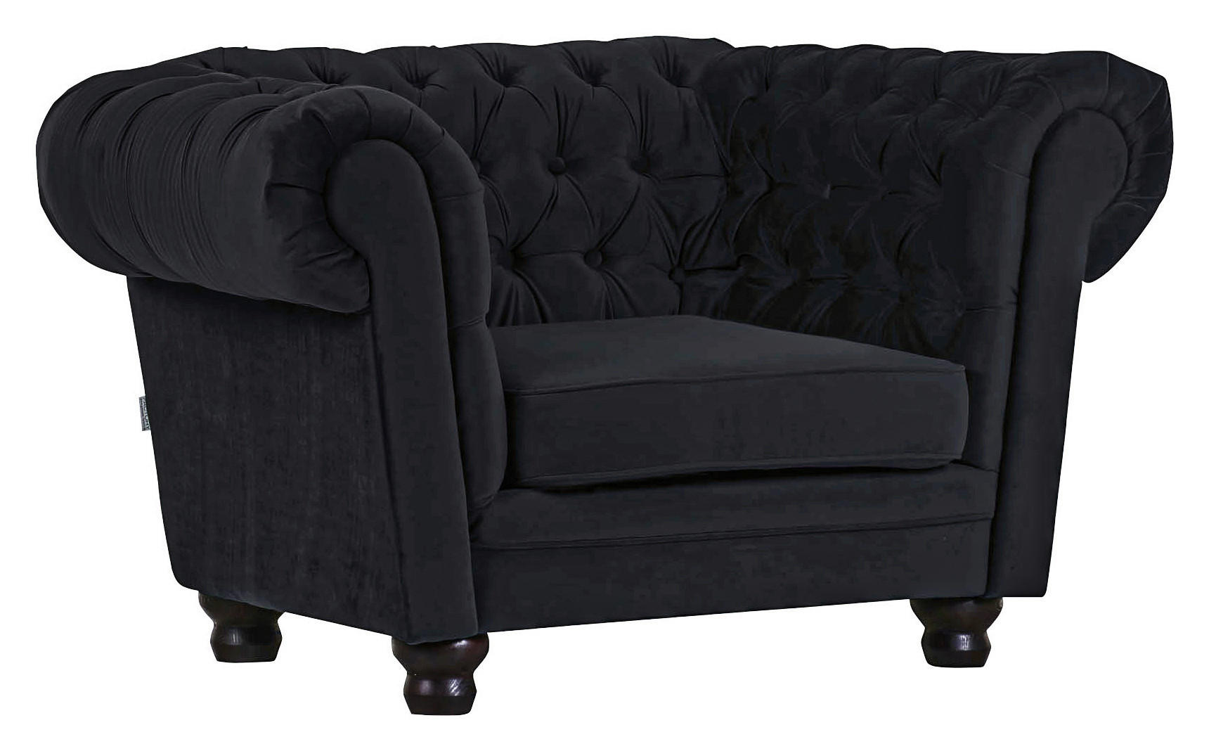 CHESTERFIELD-SESSEL - Dunkelbraun/Schwarz, LIFESTYLE, Holz/Textil (130/79/93cm)